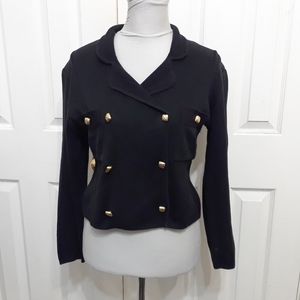 Worth S black military crop cardigan gold buttons